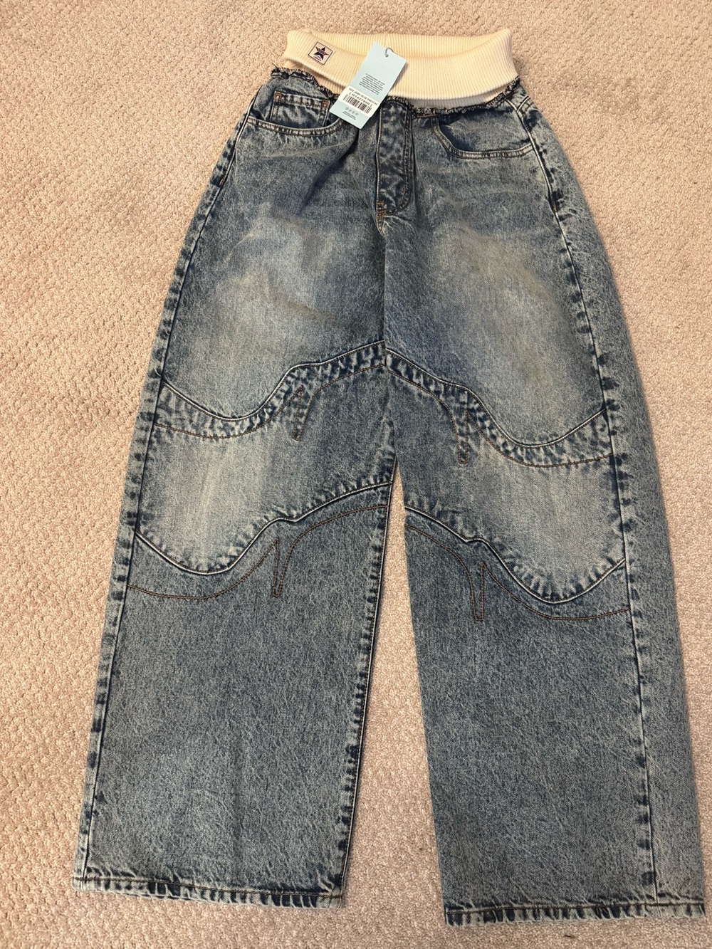 Revice Los Angeles Washed Blue Denim Jeans with Elastic Waist